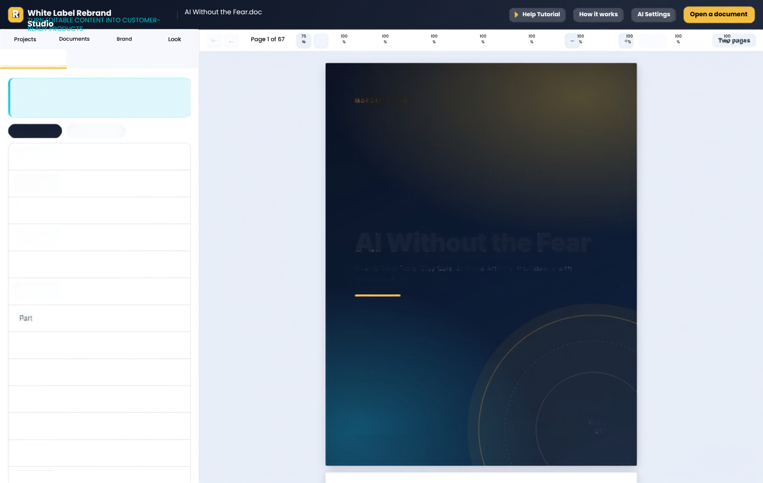 White Label Rebrand Studio Structure tab