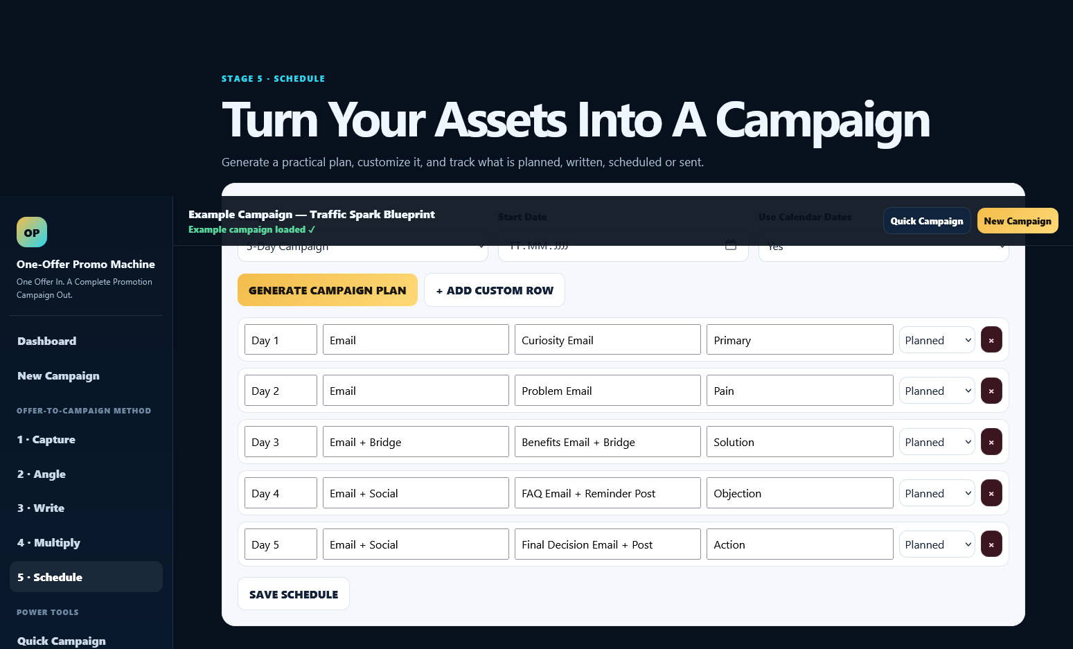 Turn Your Assets Into A Campaign screen